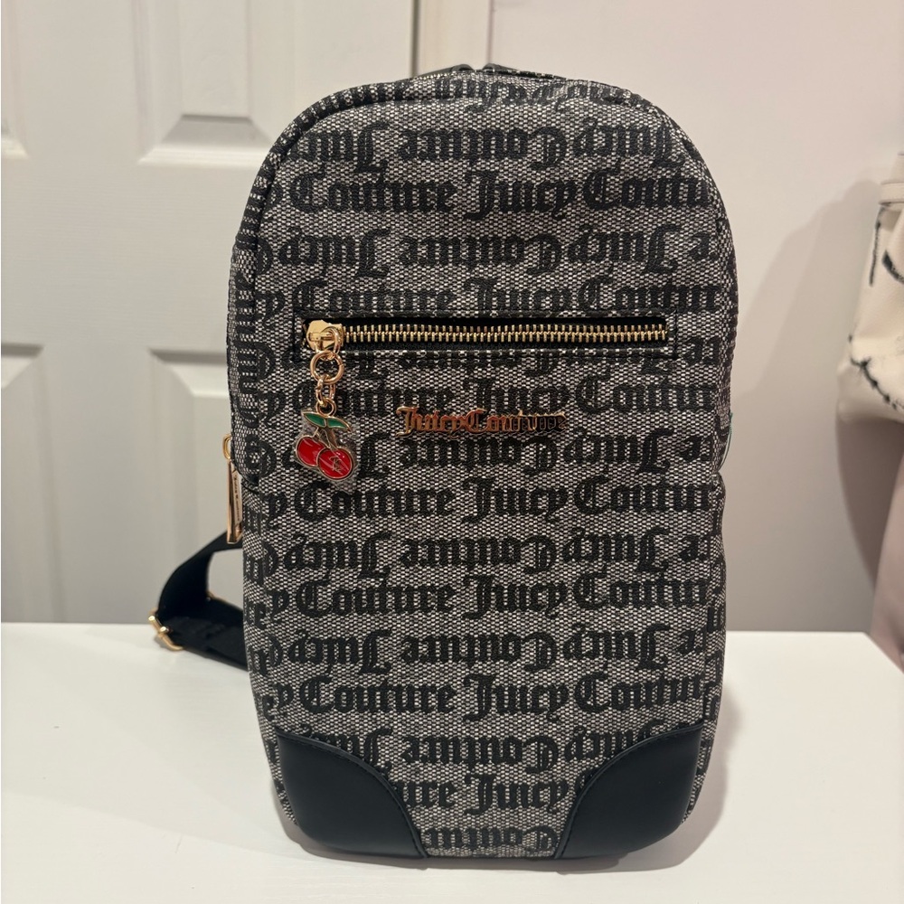 Juicy Couture Status Black Beige Juicy Fruit Sling Bag